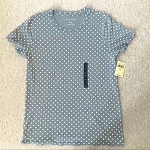 Lucky Brand Polka Dot Short-Sleeved Light Blue Tee